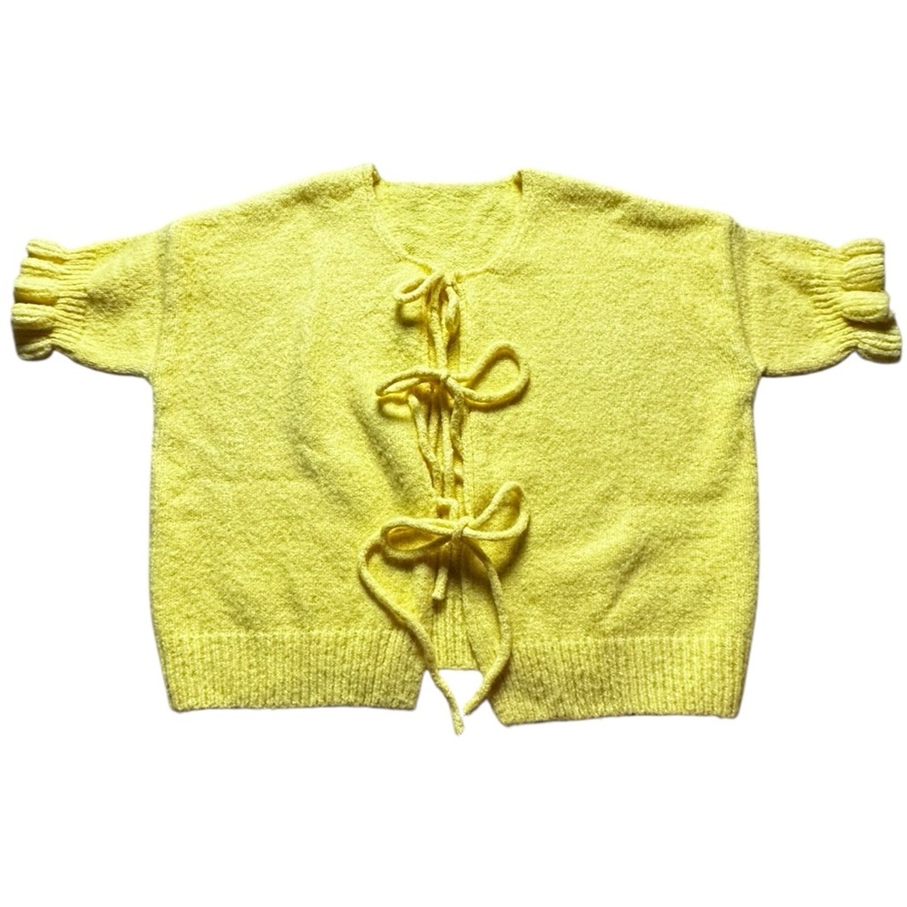 Butter Yellow, bow tie cardigan, XL
